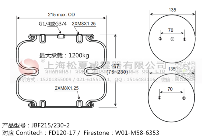 JBF215/230-2橡膠<a href='http://www.jinhuafc.com/' target='_blank'><u>空氣彈簧</u></a>